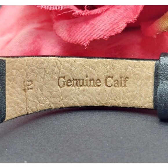 Ladies Anne Klein Watch Black Calf Leather Band Crystal Covered Silver Tone Face - Picture 8 of 9